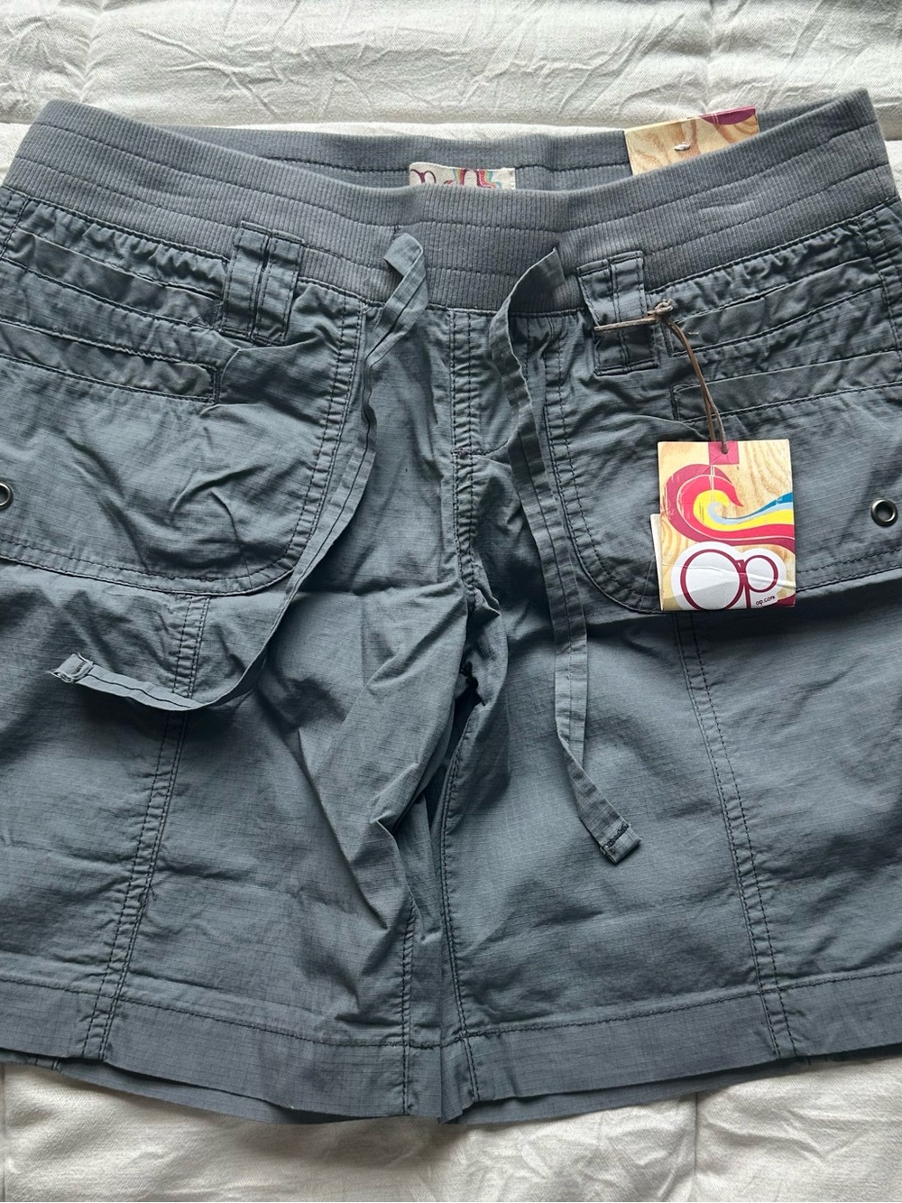 OP Women’s Gray Cargo Shorts with Drawstring Waist